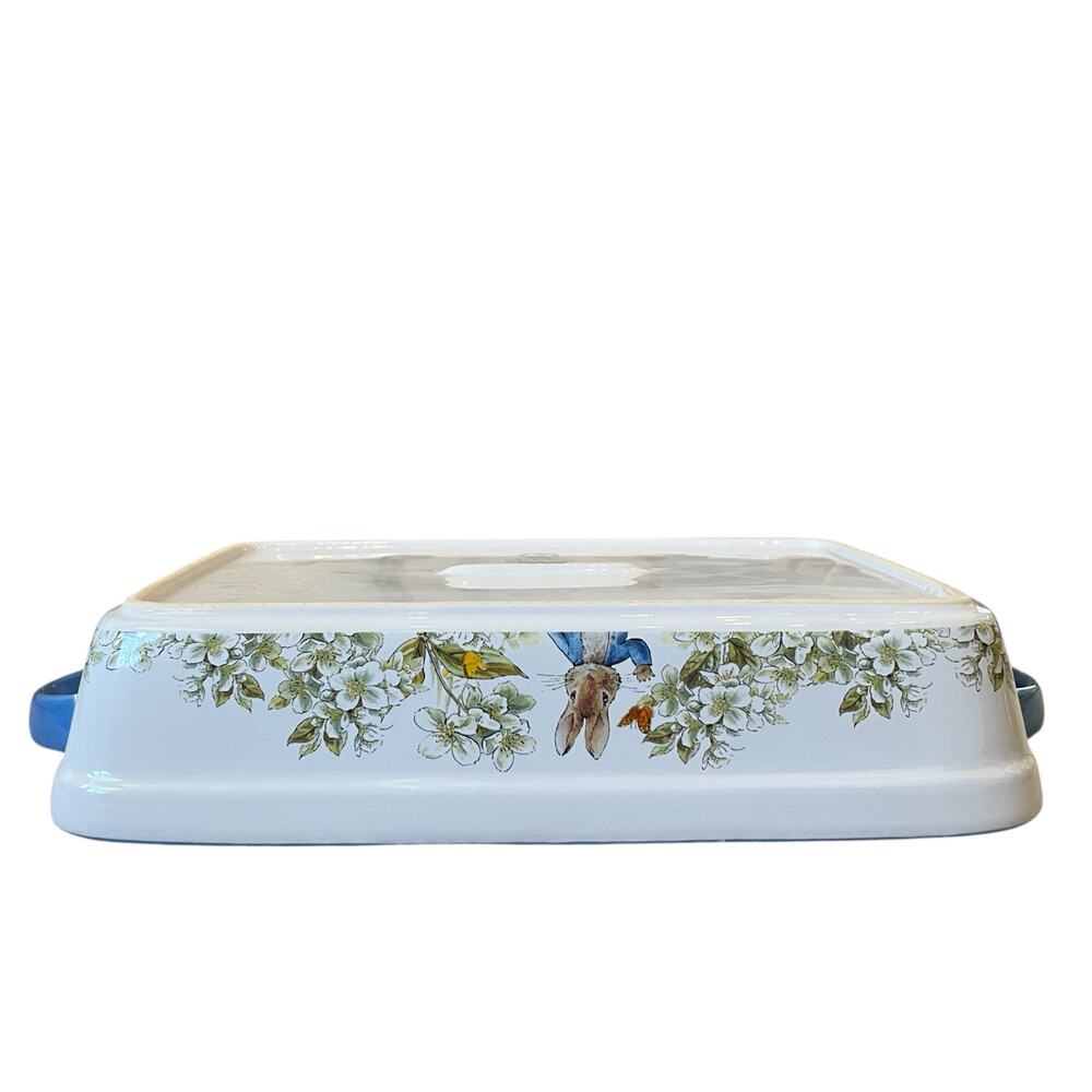 Beatrix Potter Peter Rabbit Rectangular Ceramic Baker Blue Rim Easter  NEW - Picture 12 of 15